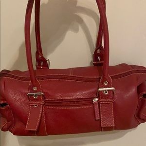 Michael Rome Red leather barrel bag